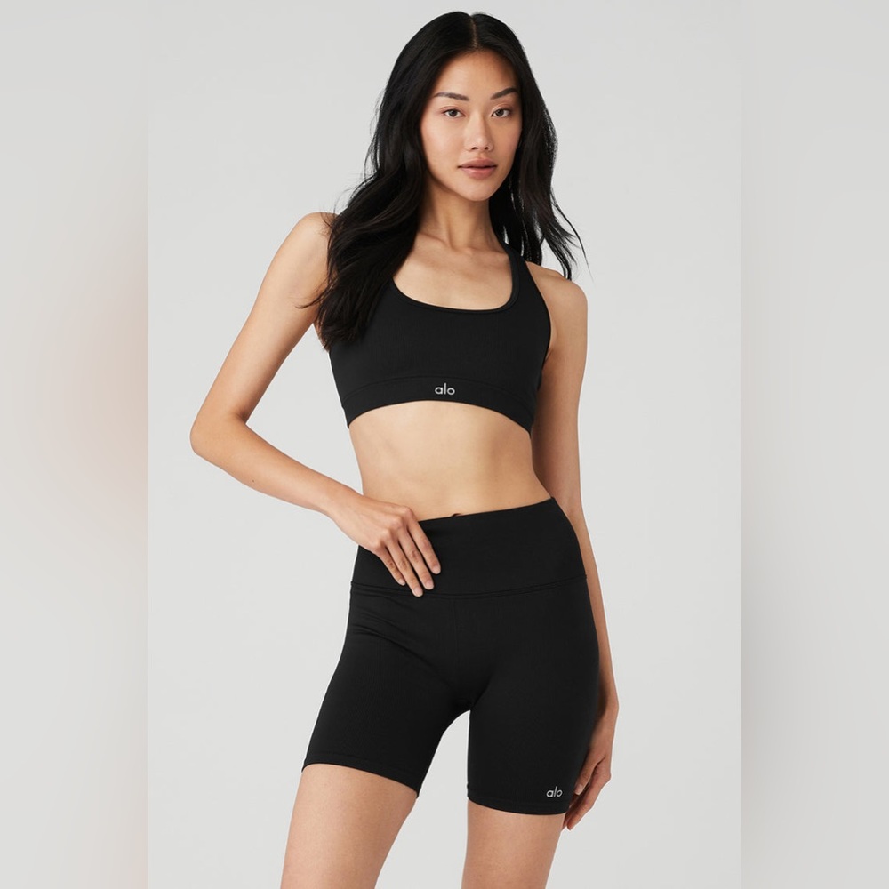 Alo Seamless Ribbed Bra and High Waist Biker Short